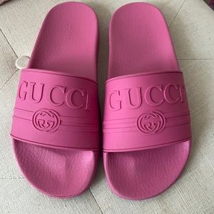 Pink Gucci pool slides